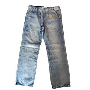 Cat & Jack Girls Straight Fit Denim Jeans 16 Husky  Flexible Drawstring Waist